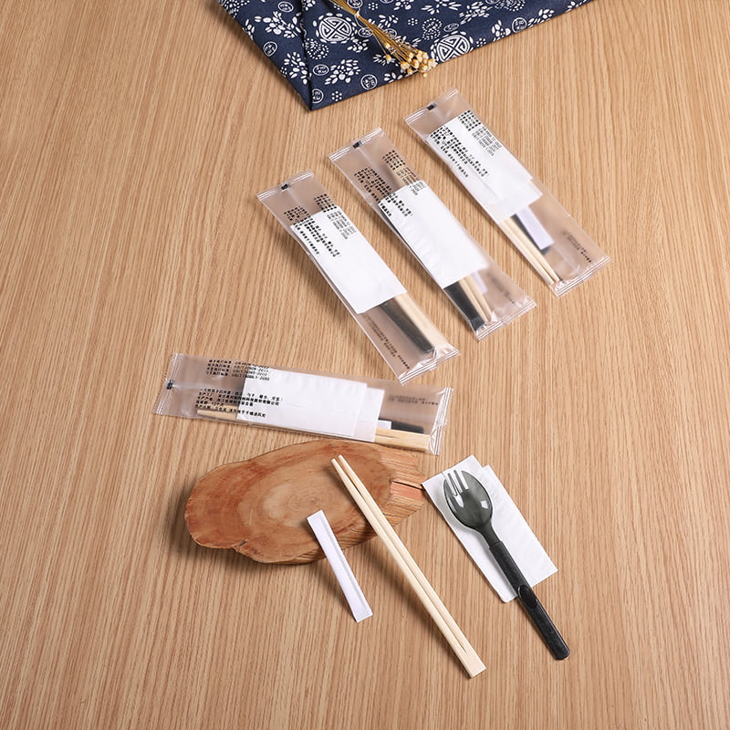Disposable Meal Bag na May Chopsticks Spork Serviette Frosted Composite Film Set