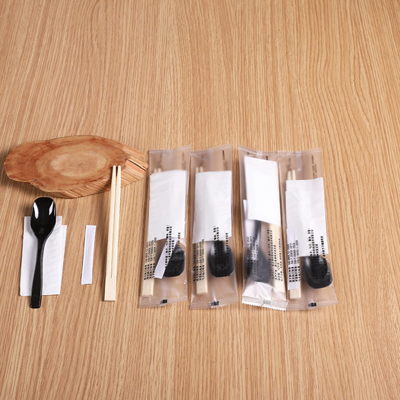 Disposable Meal Bag 4pcs With Chopsticks Spoon At Papernapkin Frosted Composite Film Set