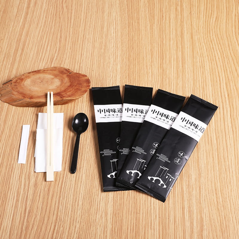 Disposable Meal Bag May Chopsticks Spoon At Table Napkin Para sa Restaurant Frosted Composite Film Set